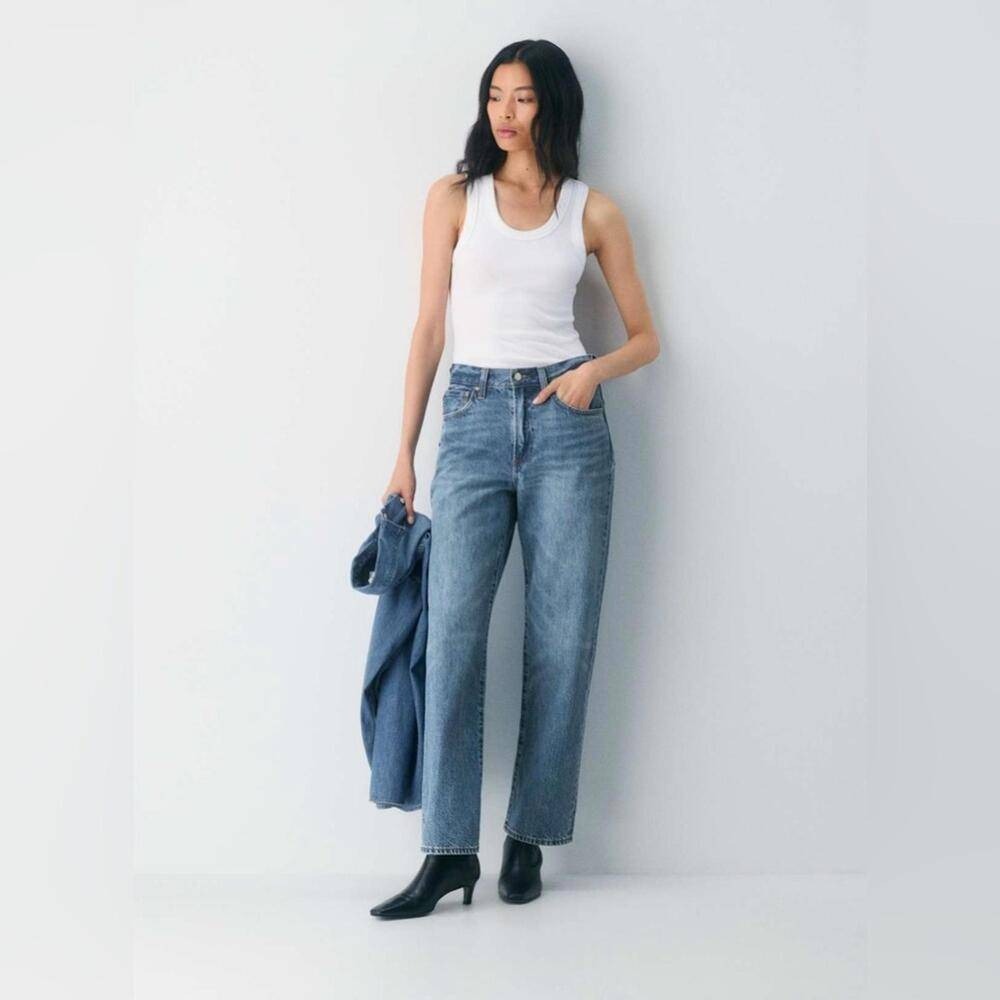 Denim Forum The '90s Marlo‎ Hi-Rise Baggy Jean 5 Yrs Kiss Medium Wash 24